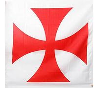 AZ FLAG - Drapeau Templiers Ordre du Temple - 90x90 cm - Drapeau Croix Pattee Rouge 100% Polyester Avec Fourreau et Cordelette - Pavillon 80 g