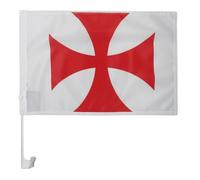 AZ FLAG - Drapeau Templiers Ordre du Temple Pour Décoration Voiture Avec Attaches En PVC Et Système d'Accroche - Car Flag Croix Pattee Rouge - 100% Polyester - 50g - 45x30 cm