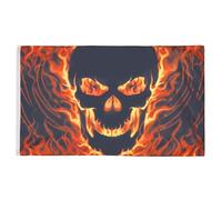 AZ FLAG - Drapeau Tête de Mort avec feu - 150x90 cm - Drapeau Pirate 100% Polyester Avec Oeillets Métalliques Intégrés - Pavillon 110 g