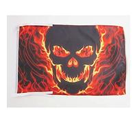 Drapeau Tête de Mort avec feu 45x30cm - PAVILLON pirate 30 x 45 cm haute qualité - AZ FLAG