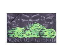 AZ FLAG Drapeau Tête de mort Hell of a ride 150x90 cm 2 Œillets