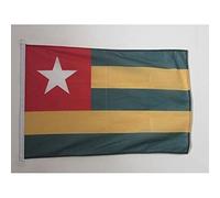 AZ FLAG - Drapeau Togo Spécial Extérieur - 90x60 cm - Pavillon Nautique Togolais En Maille Bloquée Avec Anneaux Plastiques Intégrés - 80g