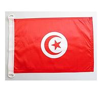 AZ FLAG - Drapeau Tunisie - 45x30 cm - Pavillon Nautique Tunisien Spécial Bateau Et Extérieur En Maille Bloquée Avec Anneaux Plastiques Intégrés - 30g
