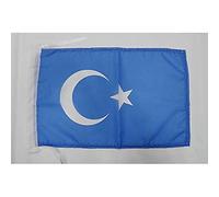 AZ FLAG - Drapeau Turkestan oriental en Chine - 45x30 cm - Pavillon Du Turkestan Chinois 100% Polyester Avec Deux Cordelettes - 20g