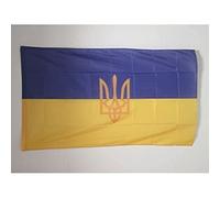 AZ FLAG - Drapeau Ukraine avec armes - 150x90 cm - Drapeau Ukrainien 100% Polyester Avec Fourreau et cordelette - Pavillon 110 g