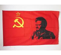 AZ FLAG - Drapeau URSS avec Trotski - 150x90 cm - Drapeau Trotskisme - Trotsky 100% Polyester Avec Fourreau et cordelette - Pavillon 110 g