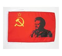 AZ FLAG - Drapeau URSS avec Trotski - 45x30 cm - Pavillon Trotskisme - Trotsky 100% Polyester Avec Deux Cordelettes - 20g