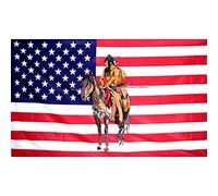 AZ FLAG - Drapeau USA avec indien et cheval - 150x90 cm - Drapeau Américain - Etats-Unis 100% Polyester Avec Oeillets Métalliques Intégrés - Pavillon 110 g