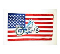 AZ FLAG - Drapeau USA avec Moto - 150x90 cm - Drapeau Américain - Etats-Unis 100% Polyester Avec Oeillets Métalliques Intégrés - Pavillon 110 g