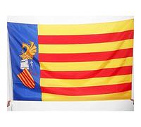 AZ FLAG - Drapeau Valence statut de Benicàssim - 150x90 cm - Drapeau Senyera Valencia Indépendentiste - Communauté Valencienne 100% Polyester Avec Fourreau et cordelette - Pavillon 110 g