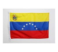 AZ FLAG - Drapeau Vénézuela Ancien Avec Ecusson Spécial Extérieur - 90x60 cm - Pavillon Nautique Vénézuelien 7 Étoiles En Maille Bloquée Avec Anneaux Plastiques Intégrés - 80g