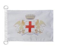 AZ FLAG - Drapeau Ville de Gênes avec armes - 45x30 cm - Pavillon Nautique Genova - Genoa - Italie Spécial Bateau Et Extérieur En Maille Bloquée Avec Anneaux Plastiques Intégrés - 30g