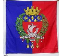 AZ FLAG - Drapeau Ville de Paris avec armes - 90x90 cm - Drapeau Parisien Avec Écusson - Armoiries 100% Polyester Avec Fourreau et Cordelette - Pavillon 80 g