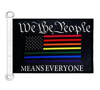 AZ FLAG - Drapeau We the People Arc-en-ciel - 45x30 cm - Pavillon Nautique Lgbt - Nous Peuple Des États-Unis Gay Spécial Bateau Et Extérieur En Maille Bloquée Avec Anneaux Plastiques Intégrés - 30g