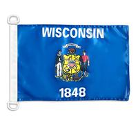 AZ FLAG - Drapeau Wisconsin - 45x30 cm - Pavillon Nautique Etat Américain - Usa - Etats-Unis Spécial Bateau Et Extérieur En Maille Bloquée Avec Anneaux Plastiques Intégrés - 30g