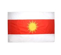 AZ FLAG Drapeau Yesidi nouveau 90x60 cm Polyester 100D Fourreau | Usage intérieur et extérieur Drapeau décoratif du yézidisme coutures doubles et bords renforcés avec fourreau pour mât