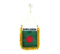 AZ FLAG - Fanion Bangladesh Pour Décoration Voiture Avec Ventouse et Franges Dorées - Mini Drapeau Bangladais - 13x10 cm