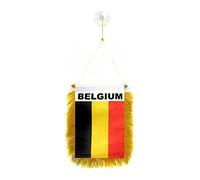 AZ FLAG - Fanion Belgique Pour Décoration Voiture Avec Ventouse et Franges Dorées - Mini Drapeau Belge - 13x10 cm