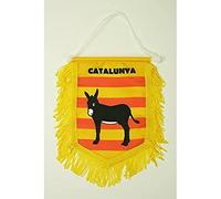 AZ FLAG - Fanion Catalogne avec âne Pour Décoration Voiture Avec Cordelettes - Mini Drapeau Catalan - 13x10 cm