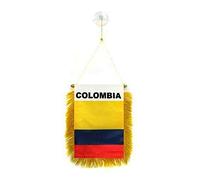 AZ FLAG - Fanion Colombie Pour Décoration Voiture Avec Ventouse et Franges Dorées - Mini Drapeau Colombien - 13x10 cm