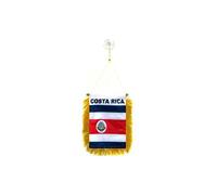 AZ FLAG - Fanion Costa Rica Pour Décoration Voiture Avec Ventouse et Franges Dorées - Mini Drapeau Costaricain - 13x10 cm