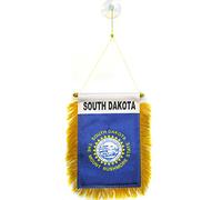 AZ FLAG - Fanion Dakota du Sud Pour Décoration Voiture Avec Ventouse et Franges Dorées - Mini Drapeau Etat Américain - Usa - Etats-Unis - 13x10 cm