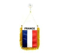 AZ FLAG - Fanion France Pour Décoration Voiture Avec Ventouse et Franges Dorées - Mini Drapeau Français - 13x10 cm