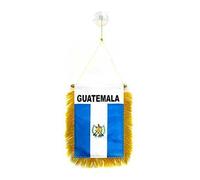 AZ FLAG - Fanion Guatemala Pour Décoration Voiture Avec Ventouse et Franges Dorées - Mini Drapeau Guatémaltèque - 13x10 cm