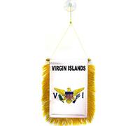 AZ FLAG - Fanion IIes Vierges des Etats-Unis Pour Décoration Voiture Avec Ventouse et Franges Dorées - Mini Drapeau Américain - 13x10 cm