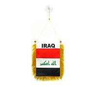 AZ FLAG - Fanion Irak Pour Décoration Voiture Avec Ventouse et Franges Dorées - Mini Drapeau Irakien - 13x10 cm
