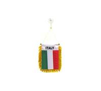 AZ FLAG - Fanion Italie Pour Décoration Voiture Avec Ventouse et Franges Dorées - Mini Drapeau Italien - 13x10 cm