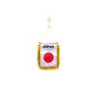 AZ FLAG - Fanion Japon Pour Décoration Voiture Avec Ventouse et Franges Dorées - Mini Drapeau Japonais - 13x10 cm