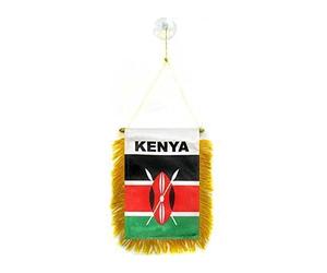 AZ FLAG Fanion Kenya 15x10 cm Mini Drapeau Kenyan Polyester 100D Ventouse | Usage extérieur Fanion triangulaire bords cousus et finition renforcée