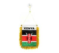 AZ FLAG - Fanion Kenya Pour Décoration Voiture Avec Ventouse et Franges Dorées - Mini Drapeau Kenyan - 13x10 cm