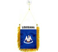 AZ FLAG - Fanion Louisiane Pour Décoration Voiture Avec Ventouse et Franges Dorées - Mini Drapeau Etat Américain - Usa - Etats-Unis - 13x10 cm