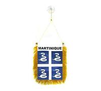 AZ FLAG - Fanion Martinique Pour Décoration Voiture Avec Ventouse et Franges Dorées - Mini Drapeau Martiniquais - France - 13x10 cm