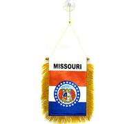 AZ FLAG - Fanion Missouri Pour Décoration Voiture Avec Ventouse et Franges Dorées - Mini Drapeau Etat Américain - Usa - Etats-Unis - 13x10 cm