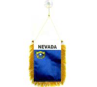 AZ FLAG - Fanion Nevada Pour Décoration Voiture Avec Ventouse et Franges Dorées - Mini Drapeau Etat Américain - Usa - Etats-Unis - 13x10 cm