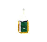 AZ FLAG - Fanion Pakistan Pour Décoration Voiture Avec Ventouse et Franges Dorées - Mini Drapeau Pakistanais - 13x10 cm