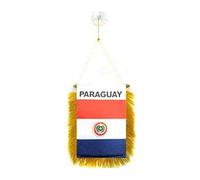 AZ FLAG - Fanion Paraguay pour Décoration Voiture avec Ventouse et Franges Dorées - Mini Drapeau Paraguayen - 13x10 cm