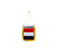 AZ FLAG - Fanion Pays-Bas Pour Décoration Voiture Avec Ventouse et Franges Dorées - Mini Drapeau Hollandais - Néerlandais - 13x10 cm