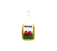 AZ FLAG - Fanion Pays de Galles Pour Décoration Voiture Avec Ventouse et Franges Dorées - Mini Drapeau Gallois - 13x10 cm
