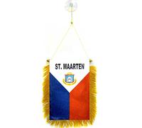 AZ FLAG - Fanion Pays de Saint-Martin Pour Décoration Voiture Avec Ventouse et Franges Dorées - Mini Drapeau Du Royaume Des Pays-Bas - 13x10 cm