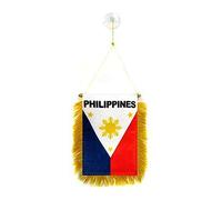 AZ FLAG - Fanion Philippines Pour Décoration Voiture Avec Ventouse et Franges Dorées - Mini Drapeau Philippin - 13x10 cm
