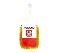 AZ FLAG - Fanion Pologne avec Aigle Pour Décoration Voiture Avec Ventouse et Franges Dorées - Mini Drapeau Polonais - 13x10 cm