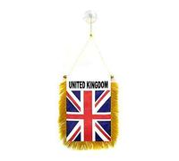 AZ FLAG - Fanion Royaume-Uni pour Décoration Voiture avec Ventouse et Franges Dorées - Mini Drapeau Anglais - UK - Grande Bretagne - 13x10 cm