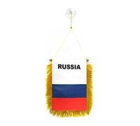 AZ FLAG - Fanion Russie Pour Décoration Voiture Avec Ventouse et Franges Dorées - Mini Drapeau Russe - 13x10 cm
