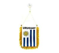 AZ FLAG - Fanion Uruguay Pour Décoration Voiture Avec Ventouse et Franges Dorées - Mini Drapeau Uruguayen - 13x10 cm
