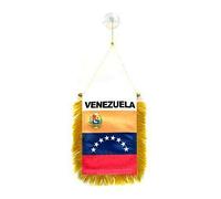 AZ FLAG - Fanion Vénézuela Pour Décoration Voiture Avec Ventouse et Franges Dorées - Mini Drapeau Vénézuelien - 13x10 cm