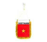 AZ FLAG - Fanion Vietnam Pour Décoration Voiture Avec Ventouse et Franges Dorées - Mini Drapeau Vietnamien - 13x10 cm